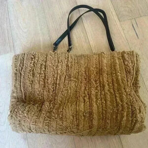 Zara Frayed Fabric Shopper Beige Women Zara